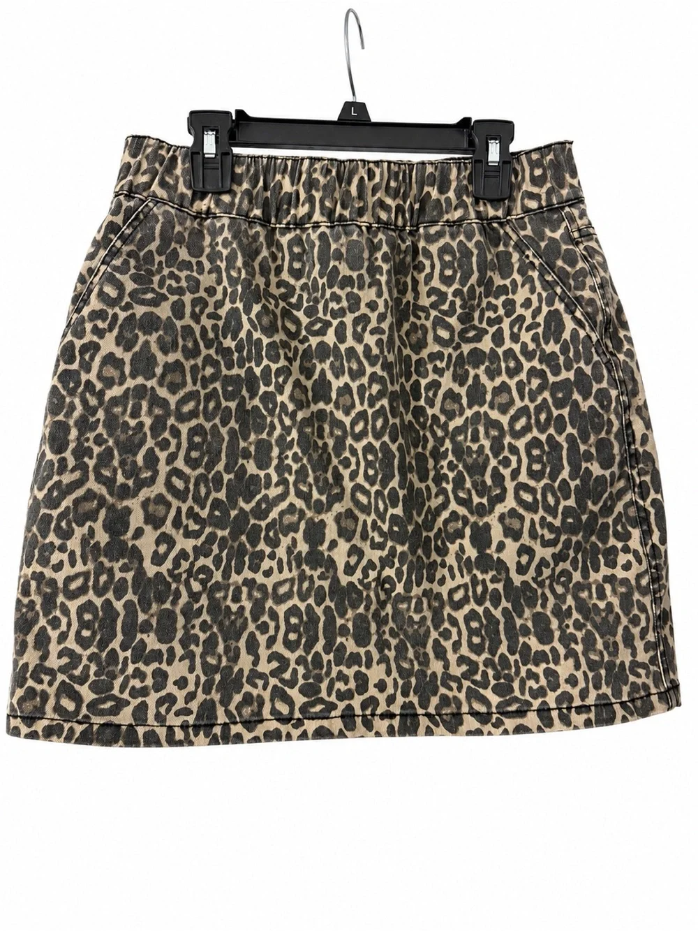 boston proper size 6 leopard print mini skirt pull on stretch waist